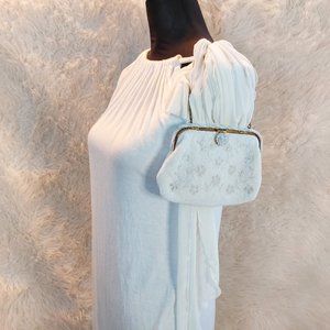Vintage Walborg Handmade White French Beaded Clutch Evening Handbag